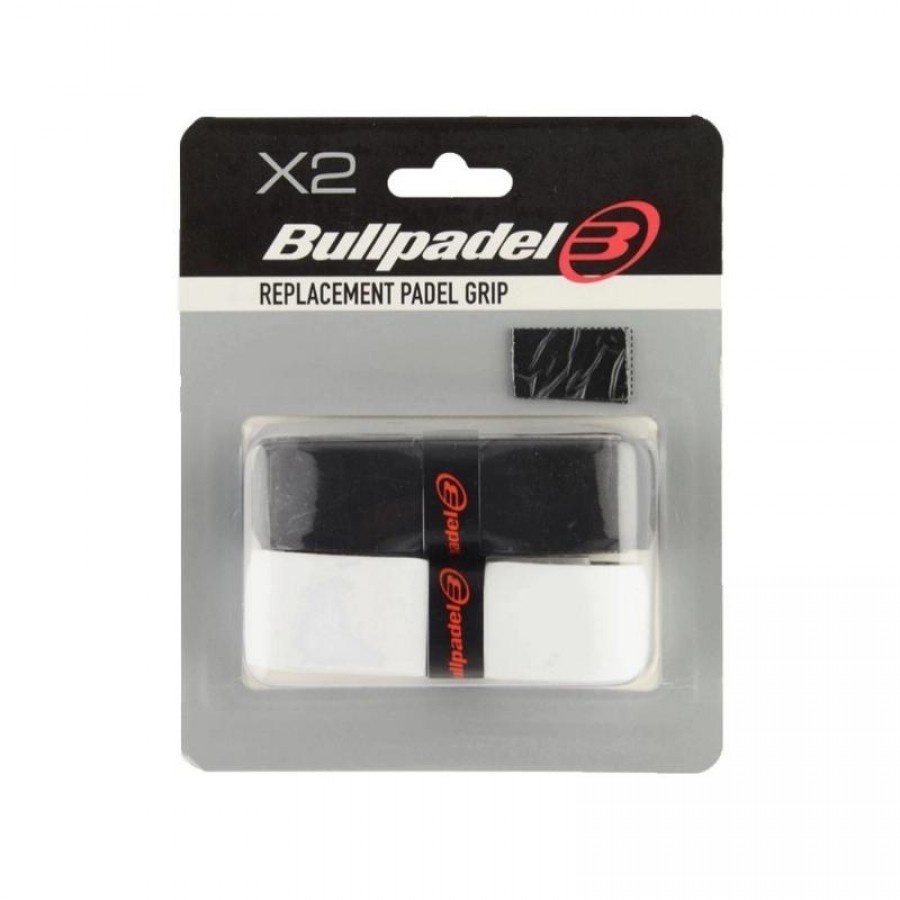 Blister Bullpadel 2 Grips Reemplazo GR1210 Negro Blanco - Barata Oferta Outlet