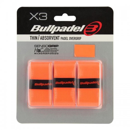 Blister Bullpadel 3 Overgrips GB1705 Senso Perforated Orange Fluor Blister Bullpadel 3 Overgrips GB1705 Senso Perforated Orange Fluor
