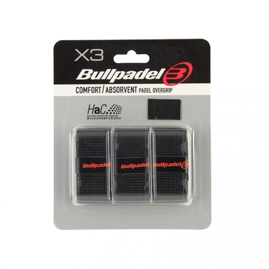 Blister Overgrips Bullpadel Comfort Absorvent Negro 3 Unidades  Offer + Cheap
