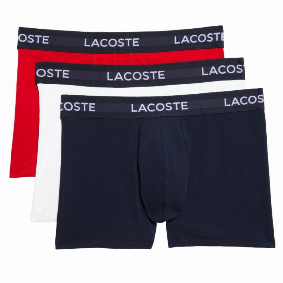 Cuecas Lacoste Azul Marinho Branco Vermelho 3 Unidades  Oferta + Barato