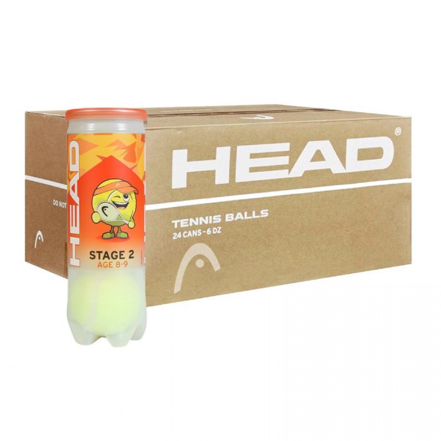 Box 72 Balls - 24 Cans of 3 pcs - Head Stage 2 Orange  Offer + Cheap