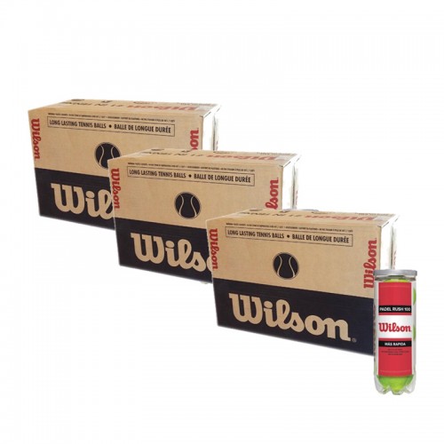 Caixa 72 Bolas - 24 Latas de 3 pecas - Wilson Rush 100 x 3 Unidades Caixa 72 Bolas - 24 Latas de 3 pecas - Wilson Rush 100 x 3 Unidades