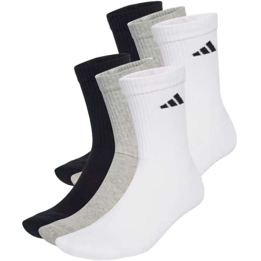 Calcetines Adidas Cushioned Crew Blanco Gris Negro 6 Pares  Oferta + Barato