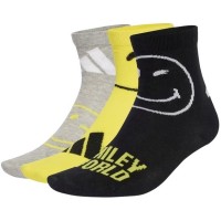 Adidas Smiley Grey Yellow Socks 3 Pairs  Offer + Cheap