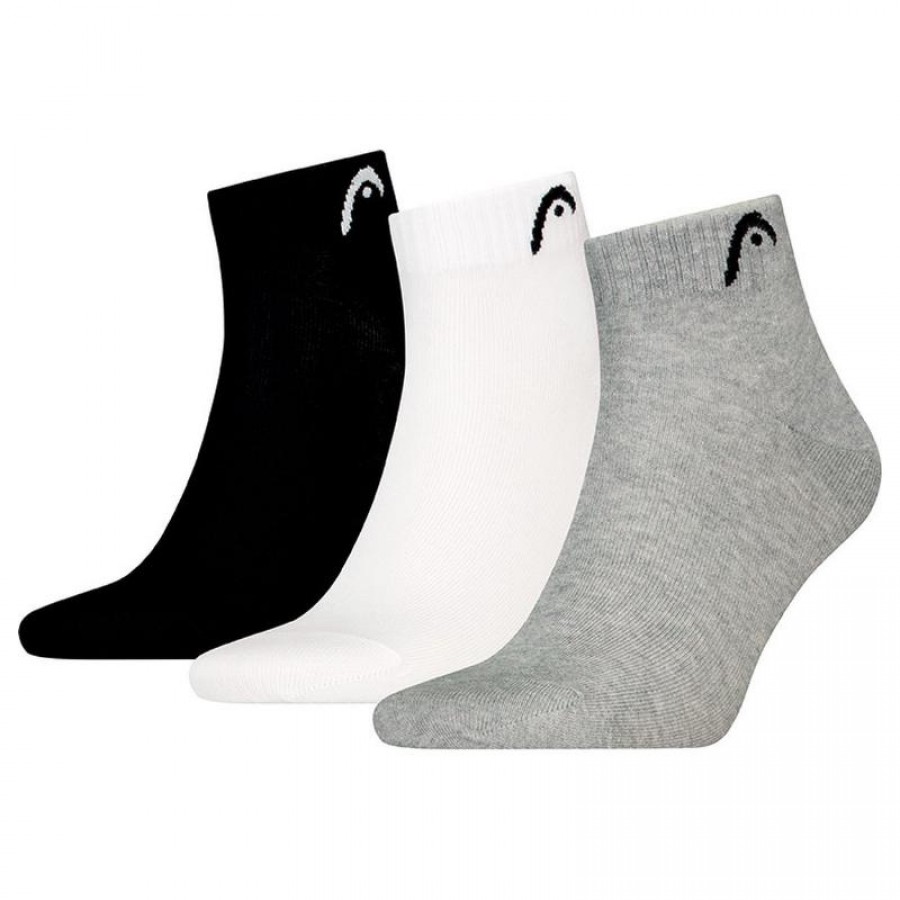 Calcetines Head All Sports Quarter Negro Blanco Gris 3 Peças  Oferta + Barato