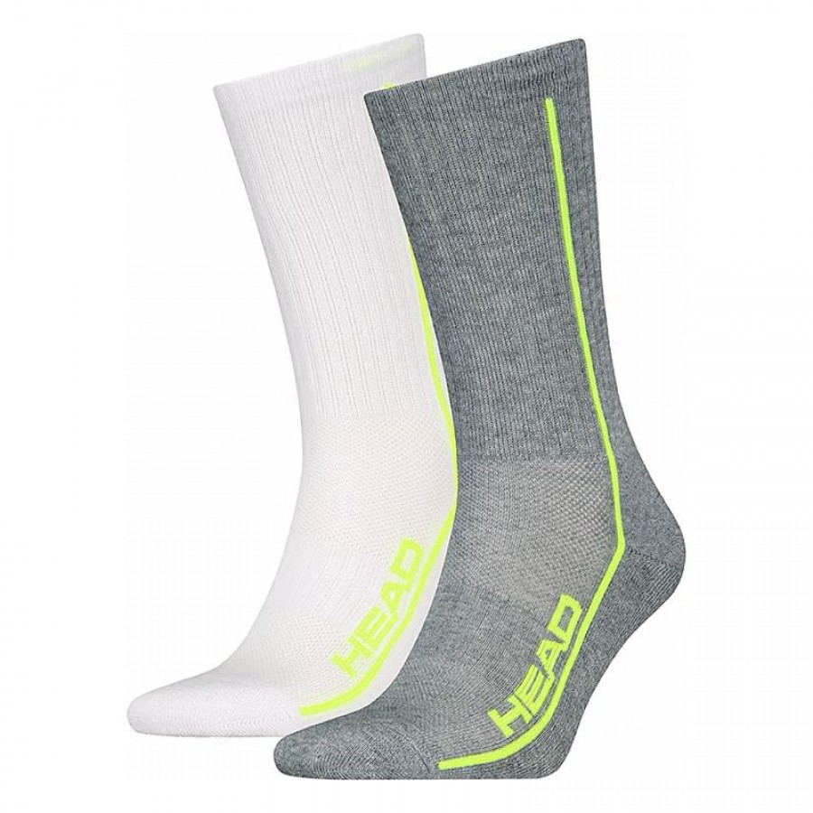 Meias Head Performance Crew Branco Lima Cinza 2 Pares  Oferta + Barato