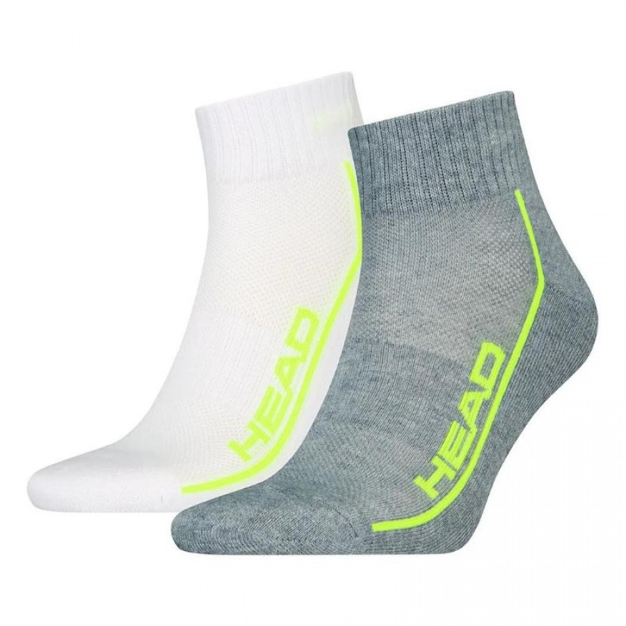 Calcetines Head Performance Quarter Blanco Gris Lima 2 Peças  Oferta + Barato