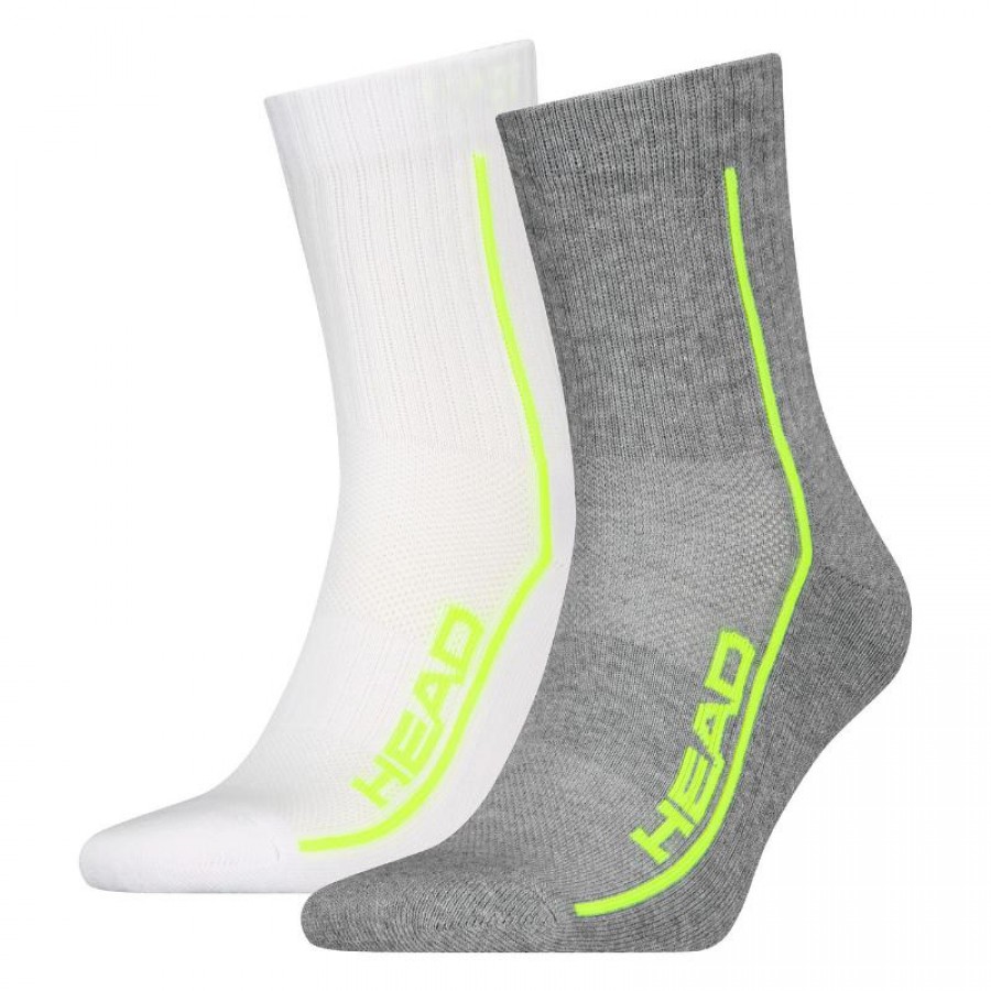 Calcetines Head Performance Short Crew Blanco Gris Lima 2 Peças  Oferta + Barato