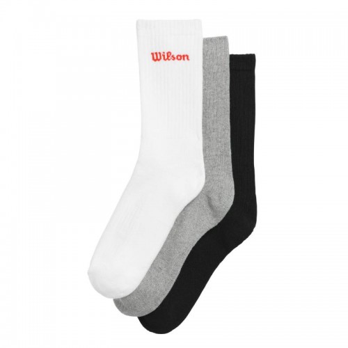 Chaussettes mi-mollet Wilson Blanc Gris Noir 3 paires Chaussettes mi-mollet Wilson Blanc Gris Noir 3 paires