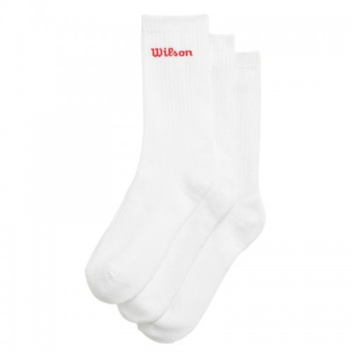 Wilson Crew Blanc Rouge Chaussettes 3 Paires Wilson Crew Blanc Rouge Chaussettes 3 Paires