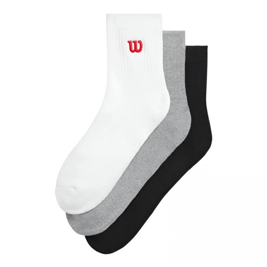 Chaussettes Wilson Quarter Top Blanc Gris Noir 3 Paires  Offre - Pas cher