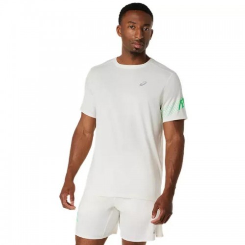 Camiseta Asics Icon SS Top Blanco Crema Verde