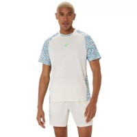 Camiseta Asics Padel Court Print SS Top Crema Azul