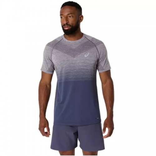 Asics Seamless SS Top T-shirt Gris Lavande Bleu Indigo Asics Seamless SS Top T-shirt Gris Lavande Bleu Indigo