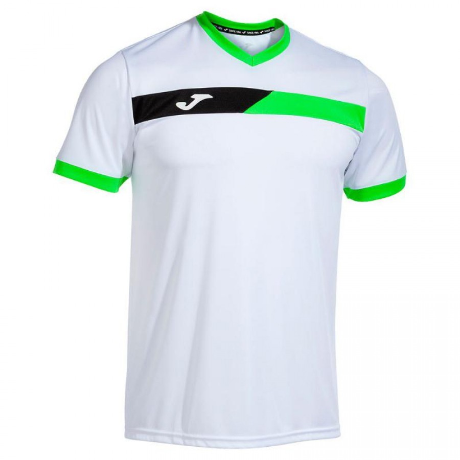 Joma Court T-Shirt White Green Fluor Black