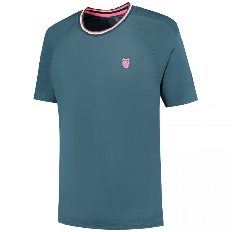 Camiseta Kswiss Hypercourt Mesh Crew 4 Verde Petróleo  Oferta + Barato