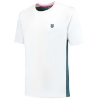 Camiseta Kswiss Hypercourt Mix Melange Crew Blanco Verde Petroleo  Oferta + Barato