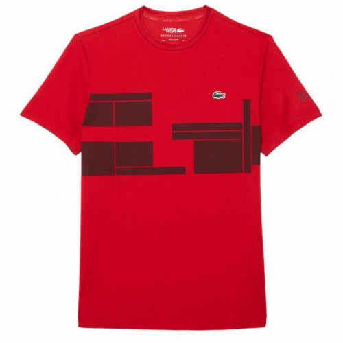 Camiseta Lacoste Novak Djokovic Ultra Dry Rojo Burdeos Camiseta Lacoste Novak Djokovic Ultra Dry Rojo Burdeos