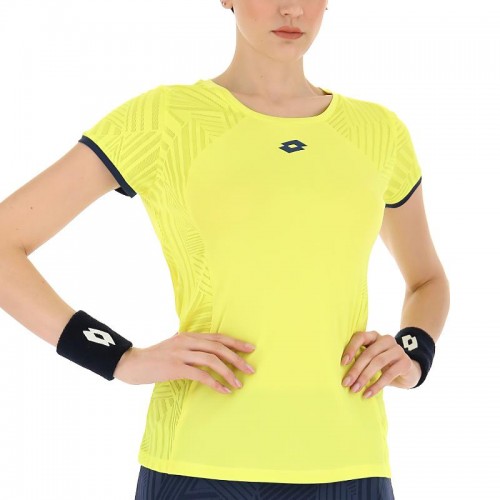 T-shirt Lotto Superrapida V Giallo Blu Fluor Donna T-shirt Lotto Superrapida V Giallo Blu Fluor Donna