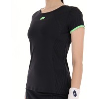 Camiseta Lotto Superrapida V Negro Verde Manzana Mujer