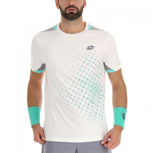 T-shirt Lotto Top IV Bianco Brillante Verde Turchese Verde Grigio T-shirt Lotto Top IV Bianco Brillante Verde Turchese Verde Grigio