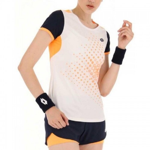 Lotto Top IV Bianco Arancione Maglietta Donna Lotto Top IV Bianco Arancione Maglietta Donna