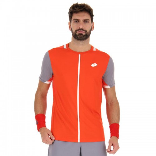 T-shirt Lotto Top IV Rosso Papavero Grigio Argento T-shirt Lotto Top IV Rosso Papavero Grigio Argento