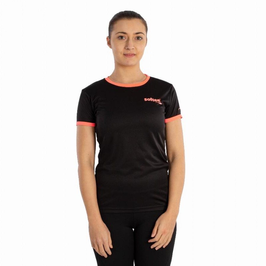Camiseta Softee Galaxy Negro Coral Fluor Mujer