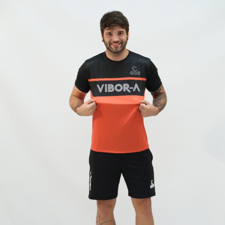 Hydra Pro Nero Vipera Rosso T-Shirt  PADELPOINT Hydra Pro Nero Vipera Rosso T-Shirt