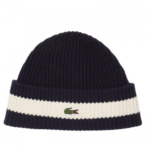 Cappello Lacoste in lana bianca blu navy Cappello Lacoste in lana bianca blu navy