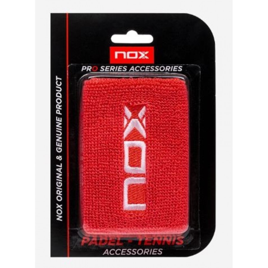 Muñequeras Nox Roja Logo Blanco 2 Unidades - Barata Oferta Outlet