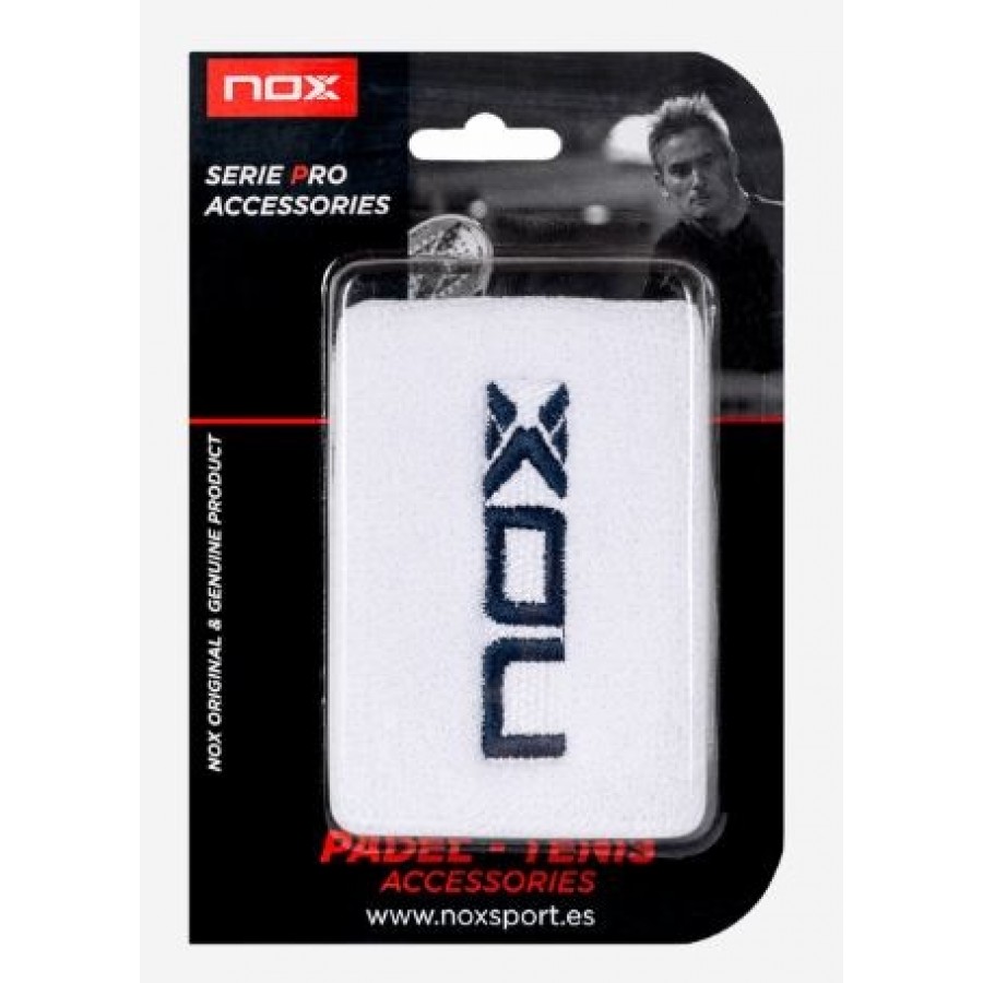 Wristbands Nox White Navy Blue Logo 2 units - Barata Oferta Outlet