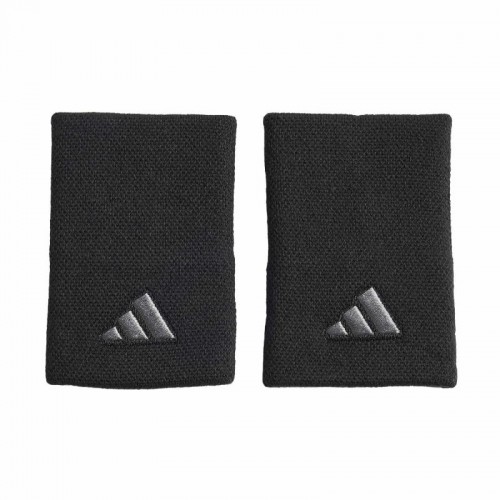 Adidas Long Black Silver Wristbands 2 Units