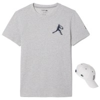 Pack Lacoste Novak Djokovic T-Shirt Grey and White Cap  Offer + Cheap