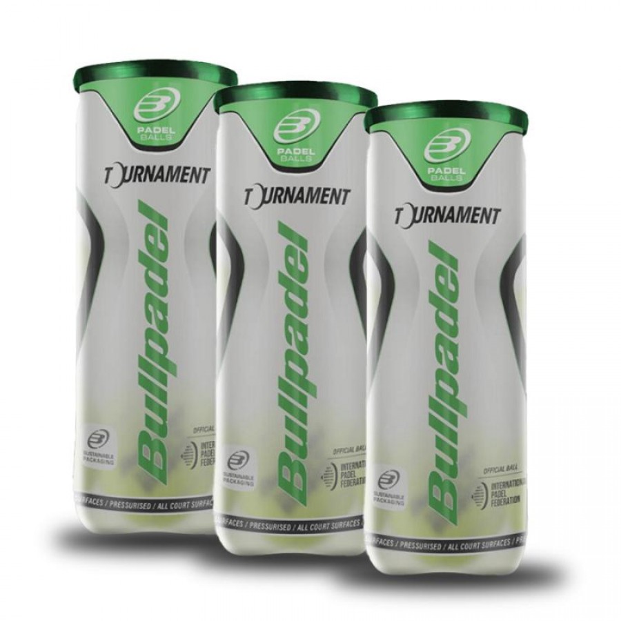 Pacote de 3 Potes de Bolas Bullpadel Tournament Pro  Oferta + Barato