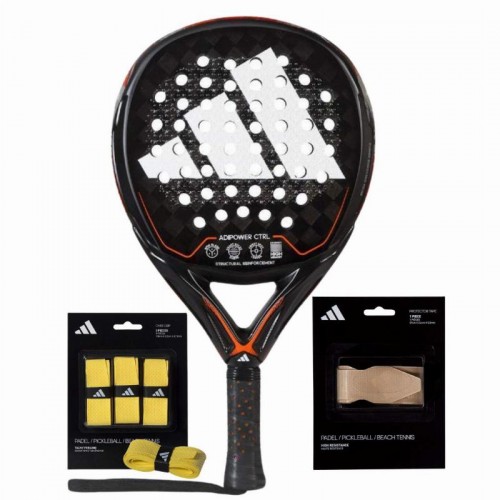 Adidas Adipower Control 3.2 2023 Pacote de raquete com overgrips e protetor Adidas Adipower Control 3.2 2023 Pacote de raquete com overgrips e protetor