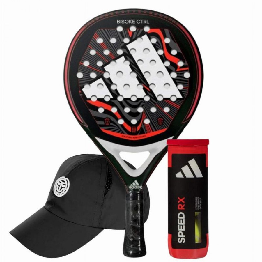 Pack Raquete Adidas Bisoke Control 2024 com Boné e Bolas  Oferta + Barato