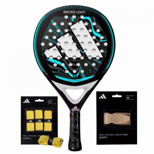 Pacote de raquete Adidas Bisoke Light 2024 com overgrips e protetor Pacote de raquete Adidas Bisoke Light 2024 com overgrips e protetor