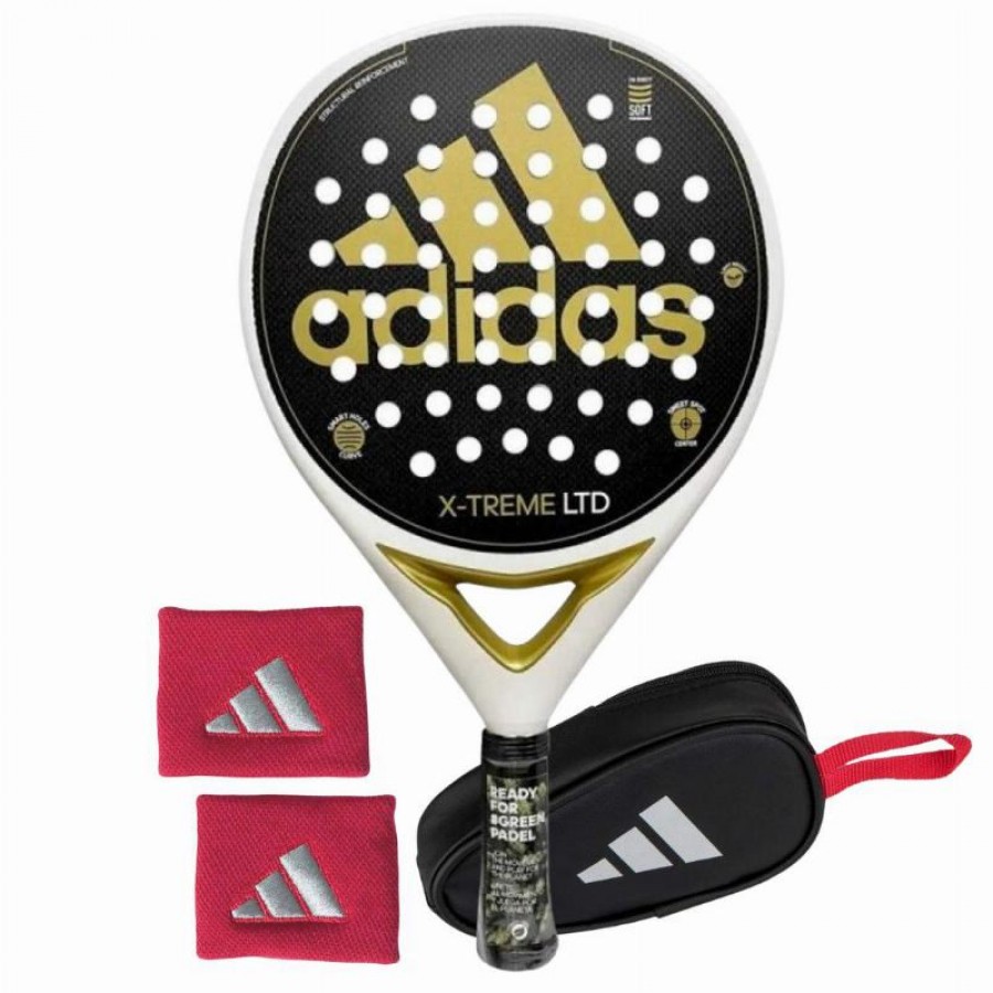 Pack Adidas X-Treme Raquete Ouro Branco com Porta-Moedas e Bolsas de Pulso   Oferta + Barato