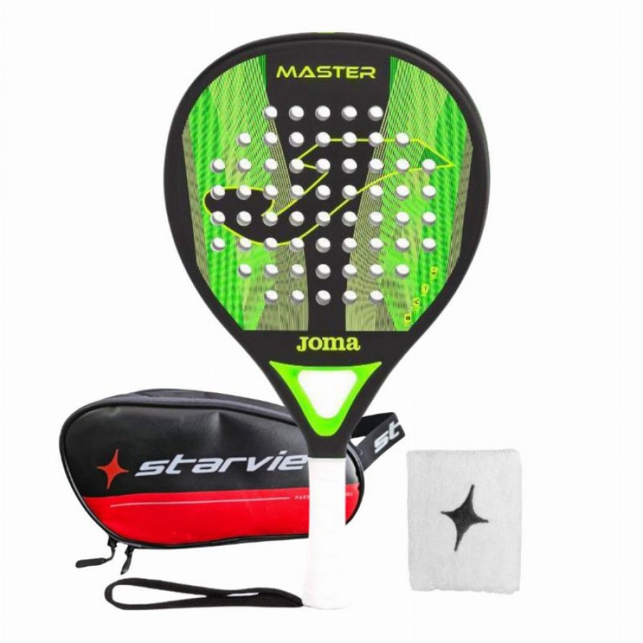 Pack Pala Joma Master Negro Verde Fluor con Neceser y Munequera  Oferta + Barato