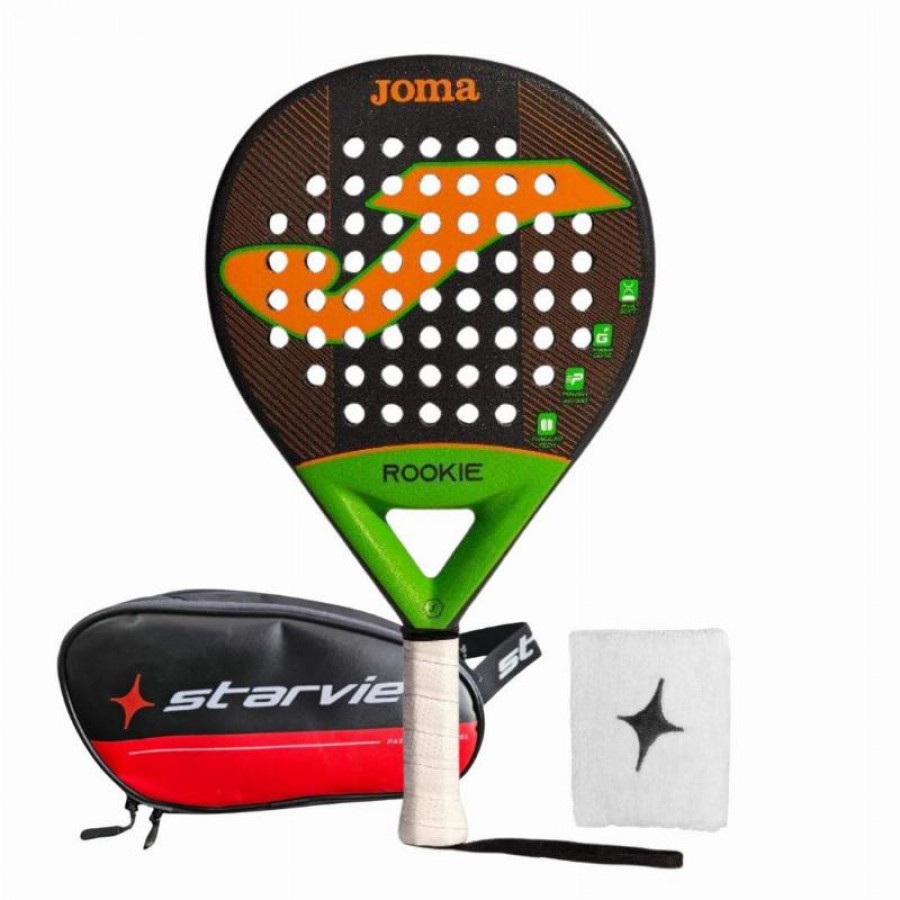 Pack Pala Joma Rookie Negro Naranja con Nececeser y Munequera   Oferta + Barato