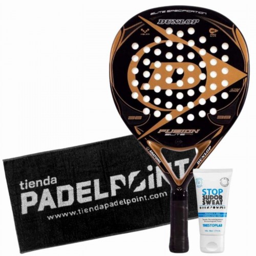 Dunlop Fusion Elite Pro Gold Paddle Pack com Toalha e Magnésio Dunlop Fusion Elite Pro Gold Paddle Pack com Toalha e Magnésio