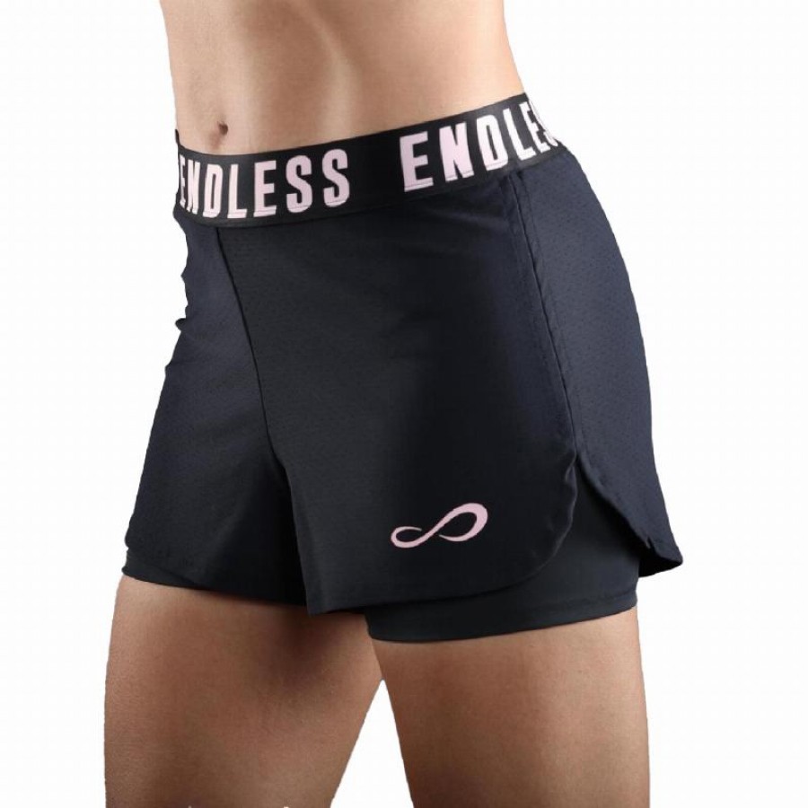 Short Endless Tech Iconic Negro Rosa Cristal Mujer