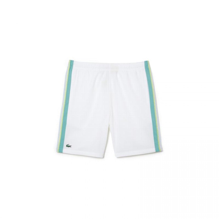 Short Lacoste Recycled Polyester White Green