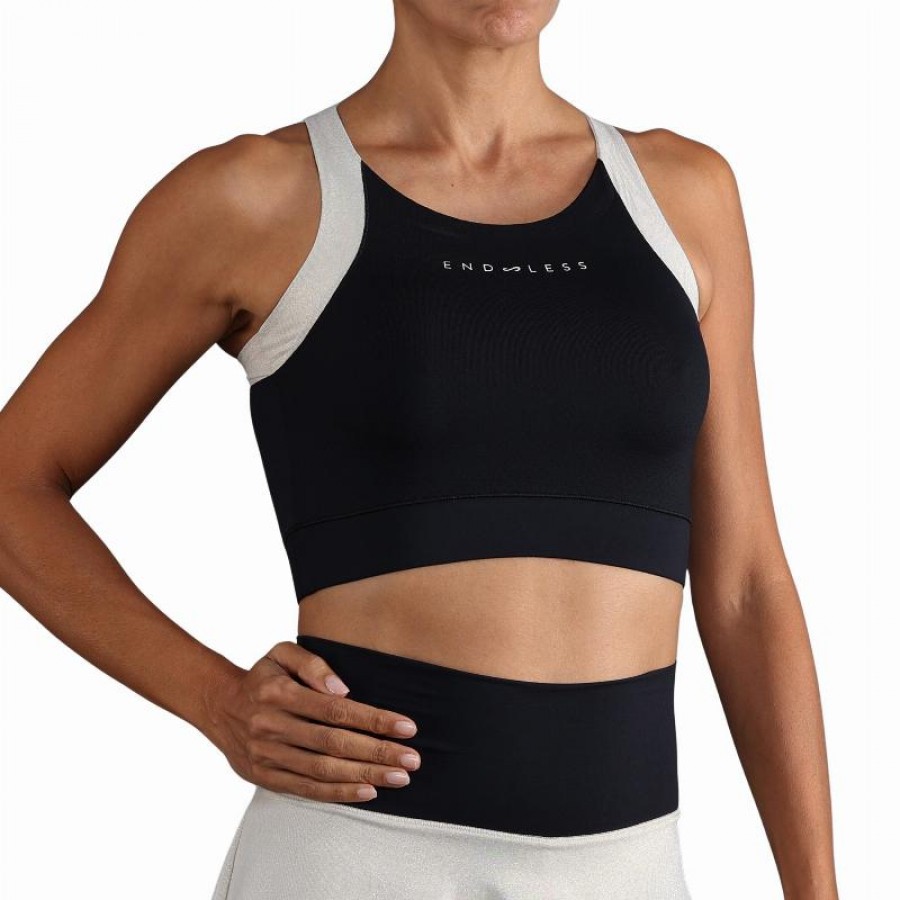 Top Endless Crop Negro Dorado  Offer + Cheap