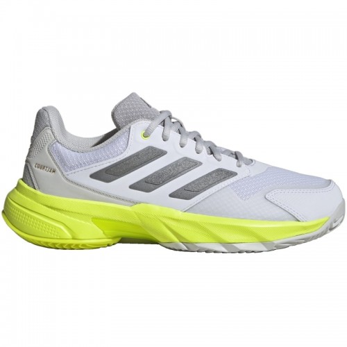Adidas CourtJam Control 3 Bianco Argento Lucido Limone Sneakers Donna Adidas CourtJam Control 3 Bianco Argento Lucido Limone Sneakers Donna