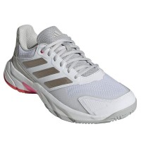 Tênis Adidas CourtJam Control 3 Branco Prata Vermelho Feminino  Oferta + Barato