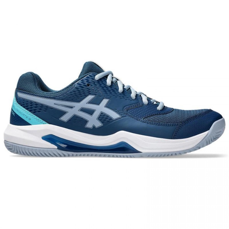 Baskets Asics Gel Dedicate 8 Padel Bleu Mako Gris  Offre - Pas cher