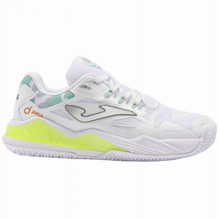 Joma Spin 2402 Blanc Vert Baskets Femme  Offre - Pas cher