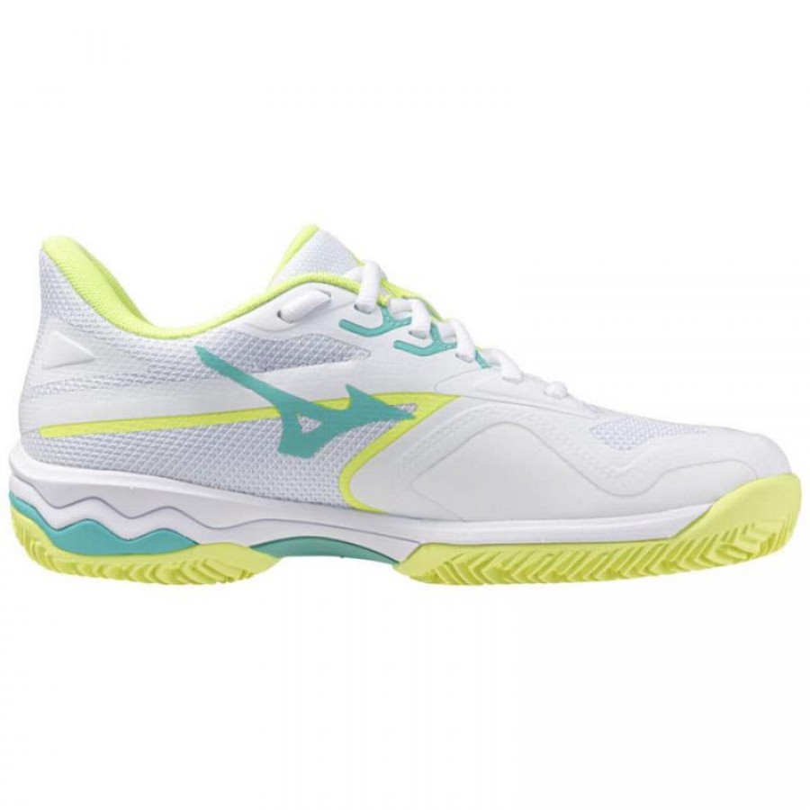 Baskets Femme Mizuno Wave Exceed Light 2 TERRE BATTUE Blanc Noir Lime  Offre - Pas cher
